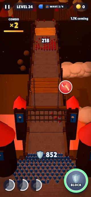 Hold the Bridge: the horde crossing a bridge towards the gate