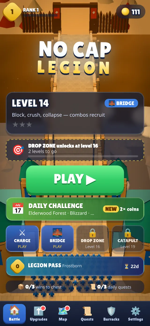 The home screen with the Daily Challenge